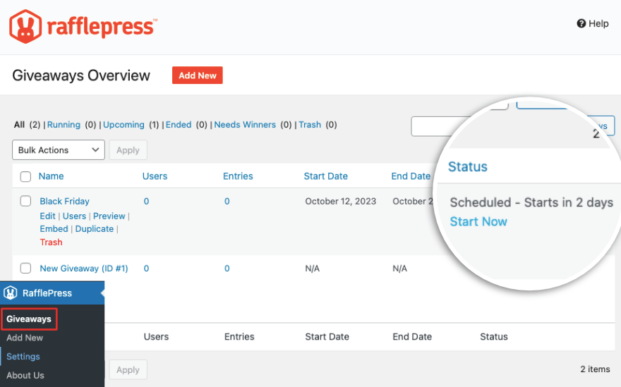 RafflePress 贈品頁面