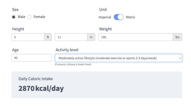 Exemple de plugin WordPress de calcul de calories