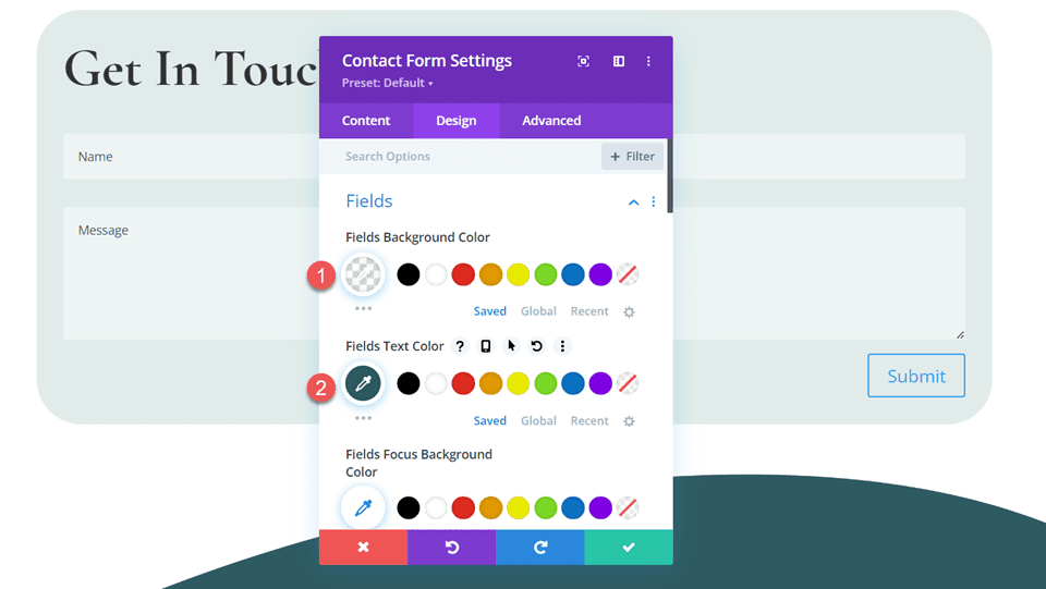 Divi Sertakan Beberapa Alamat Email Dalam Warna Teks Latar Belakang Bidang Modul Formulir Kontak