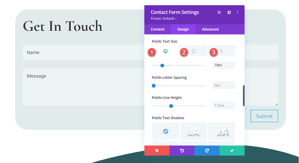 Divi include più indirizzi e-mail nella dimensione del testo del modulo del modulo di contatto