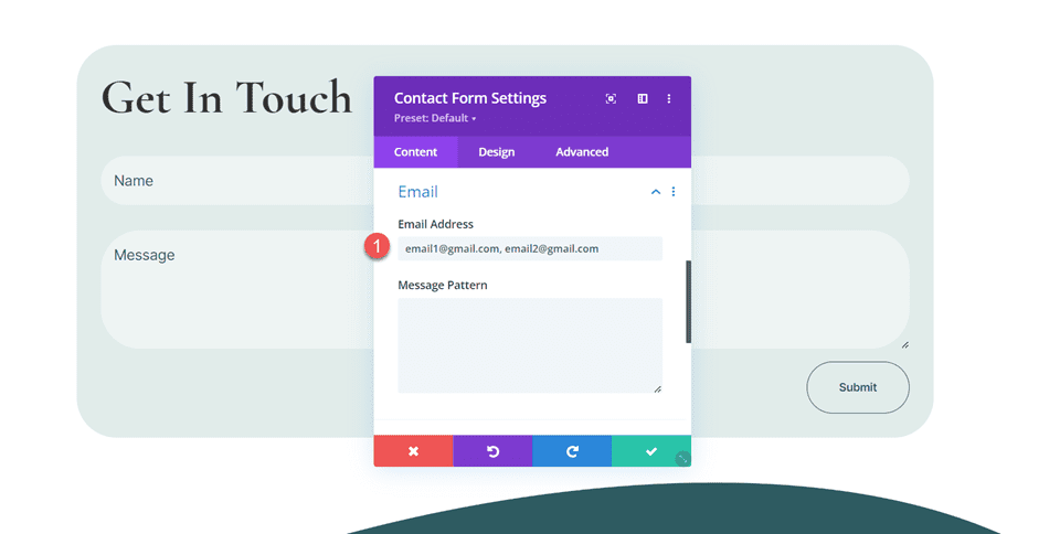 Divi Includi più indirizzi email nel modulo modulo di contatto Aggiungi più indirizzi email