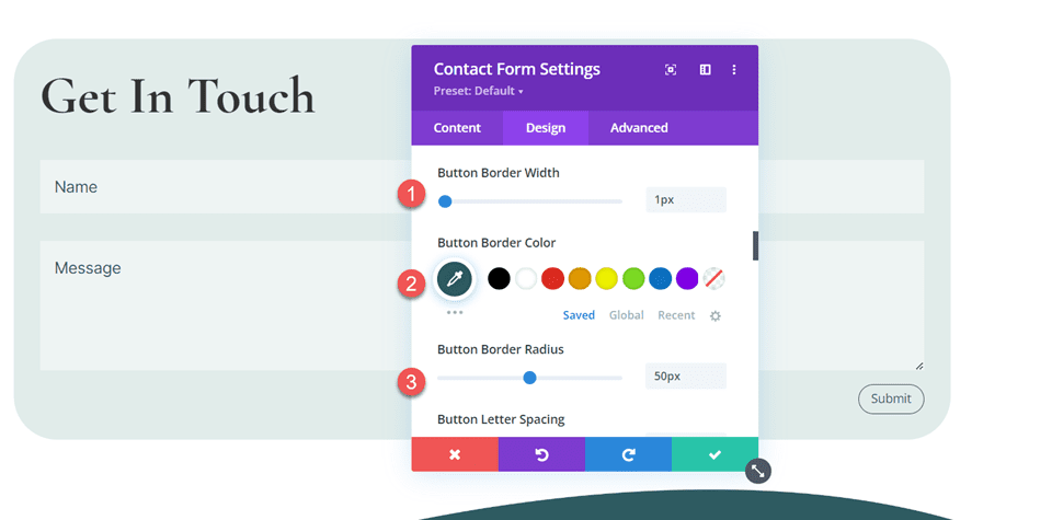 Divi รวมที่อยู่อีเมลหลายรายการไว้ในเส้นขอบปุ่มโมดูลแบบฟอร์มการติดต่อ