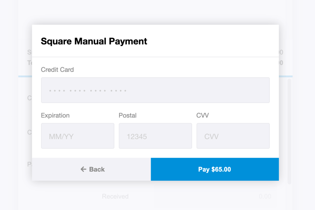 FooSales 透過卡片進行手動付款。