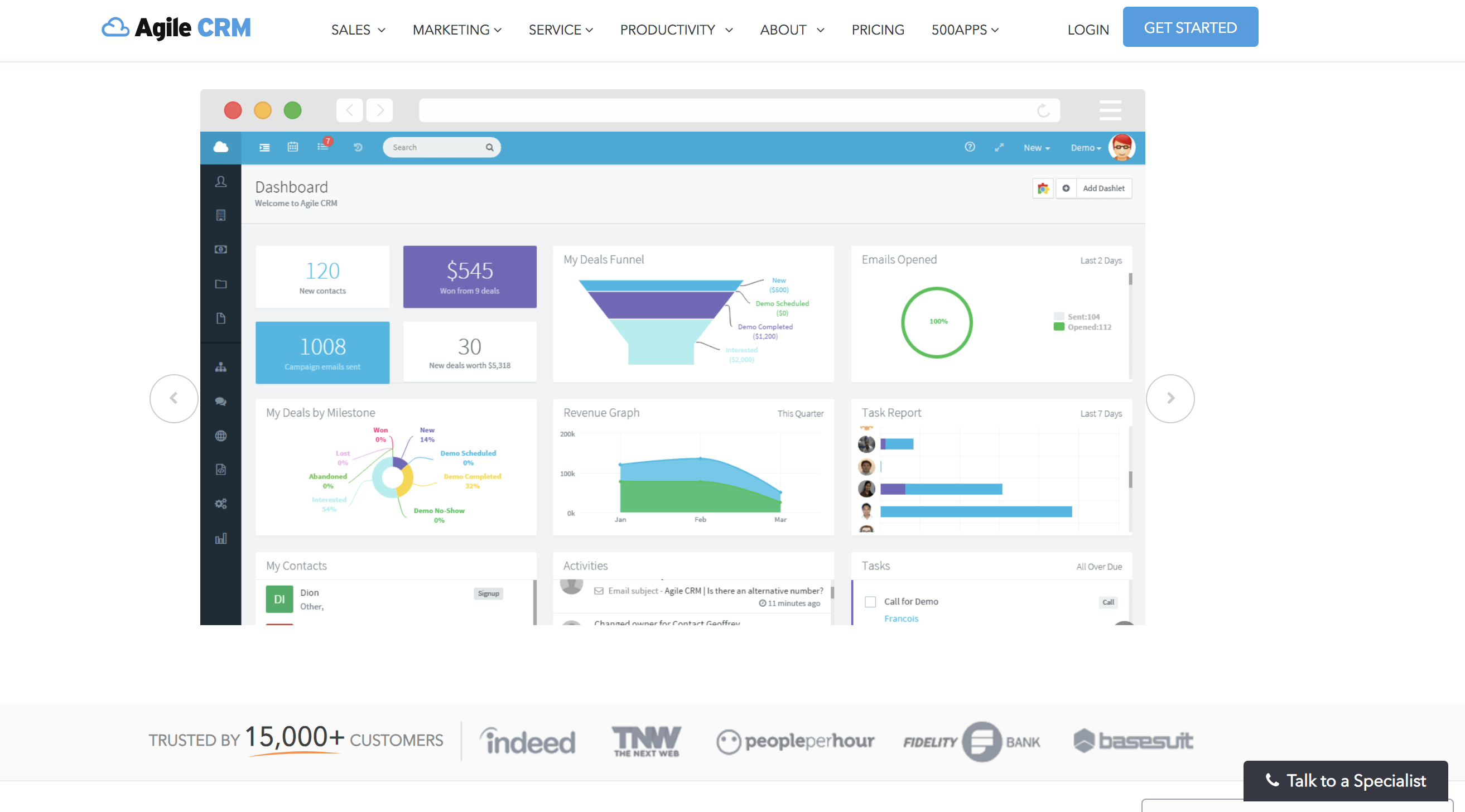 الصفحة الرئيسية لإدارة علاقات العملاء (CRM) الرشيقة