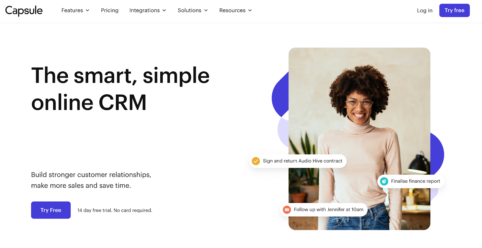 Home page di Capsule CRM