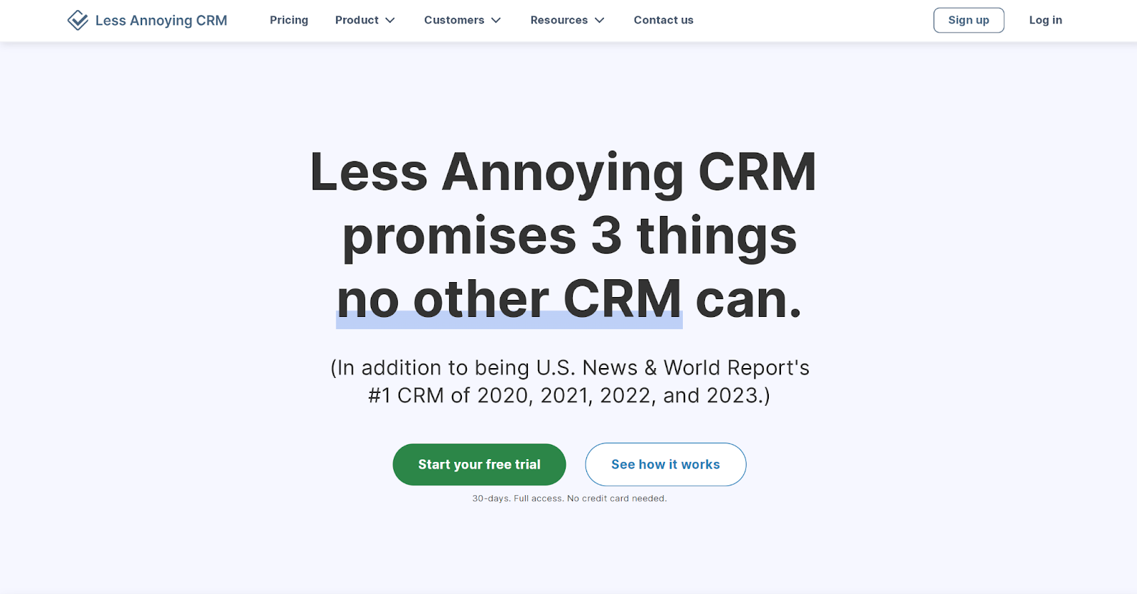 덜 짜증나는 CRM 홈페이지