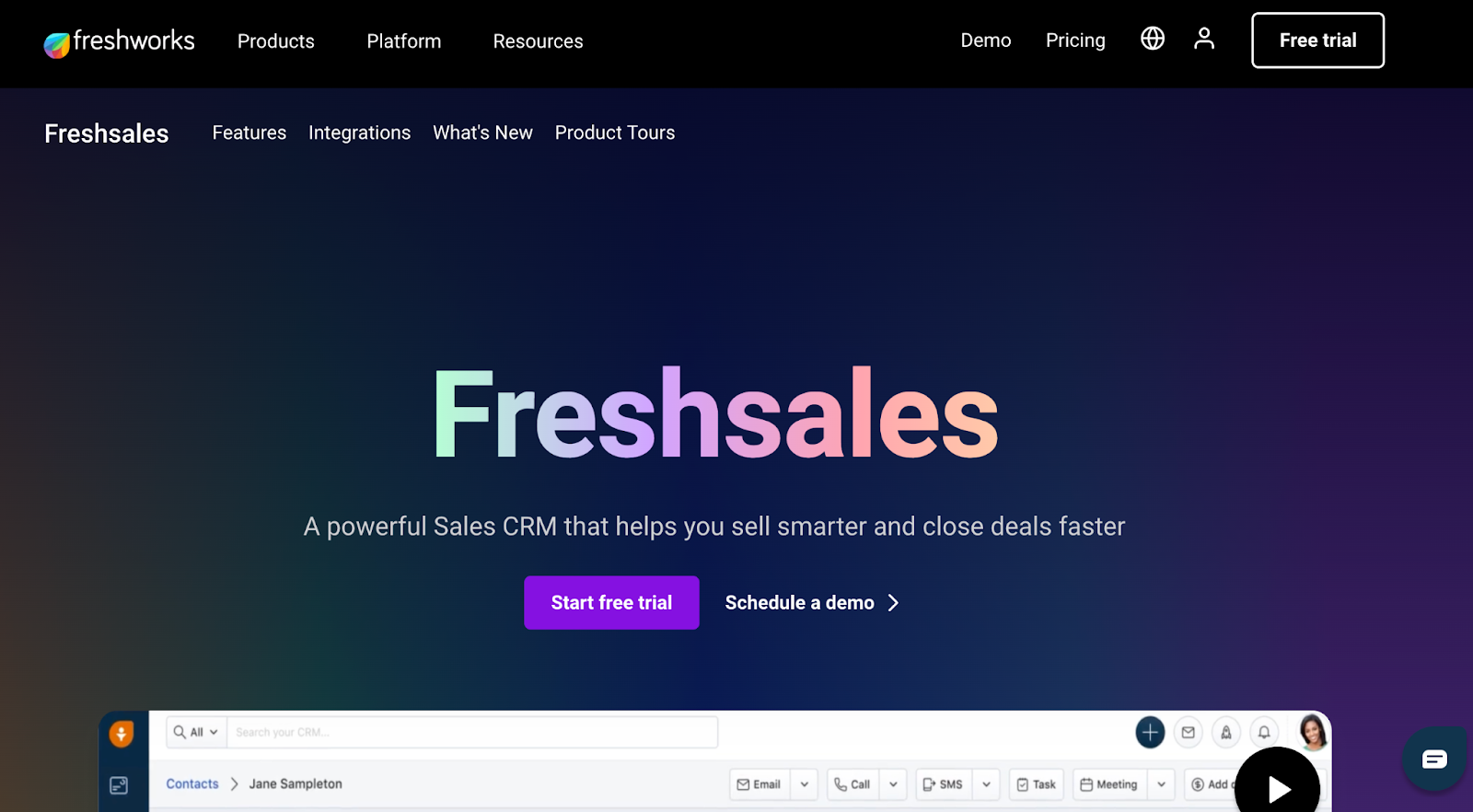 Домашняя страница Freshsales