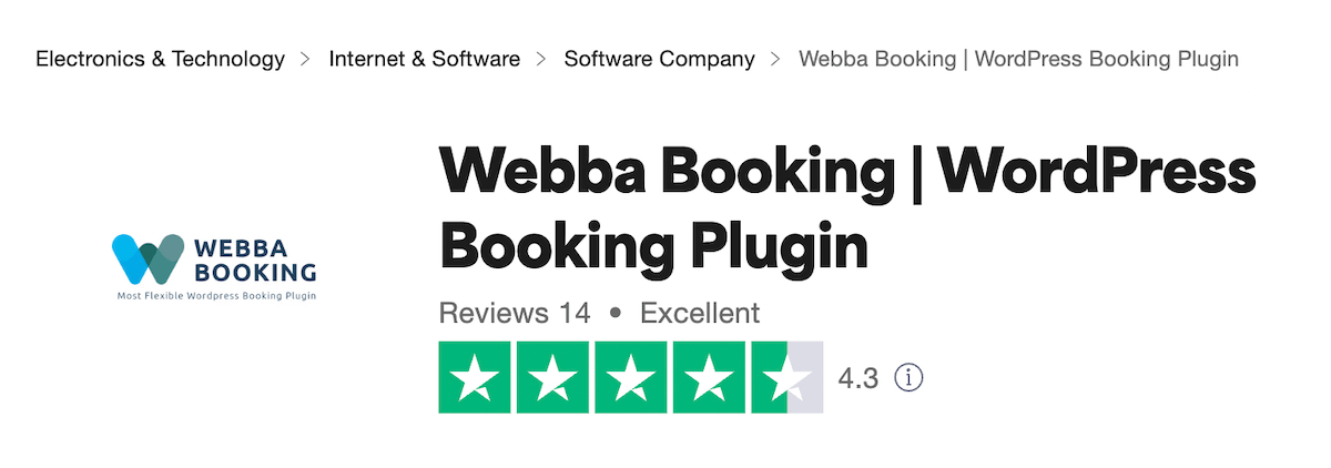 Webba Booking Trustpilot のレビュー