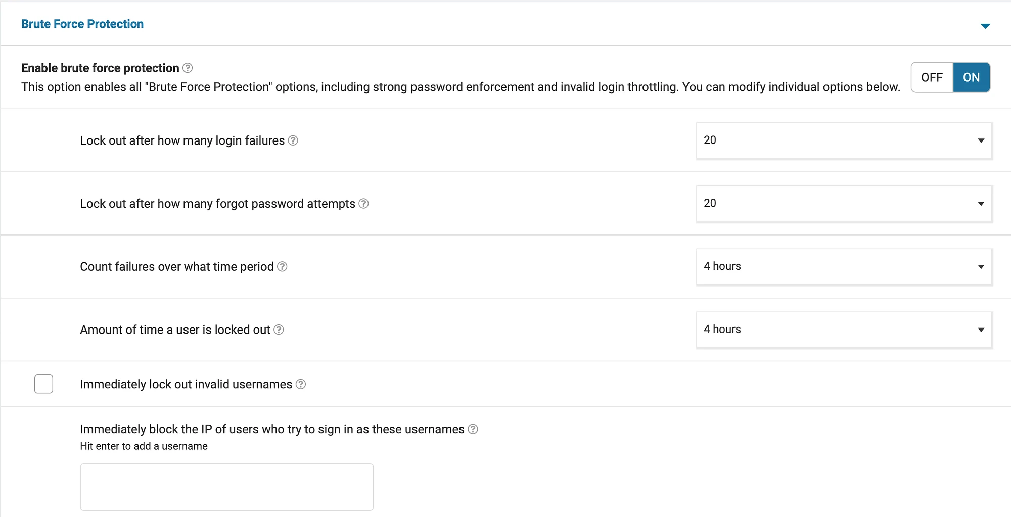 Wordfence vs All-In-One WP Security: Proteção de força bruta do Wordfence.