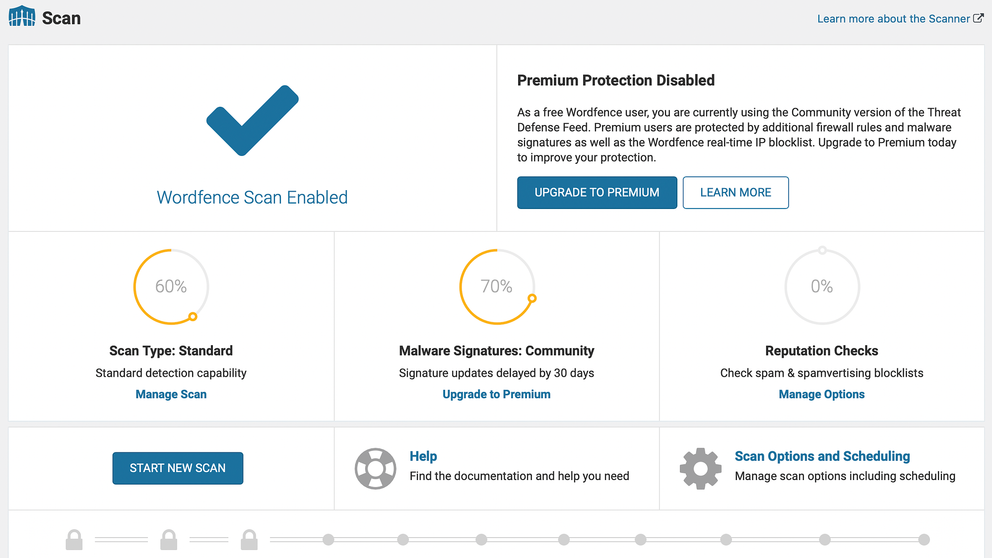 Keamanan WP Wordfence vs All-In-One: Pemindaian malware Wordfence.