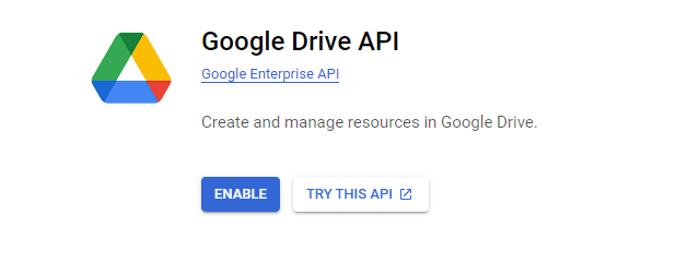 Ativar API do Google Drive