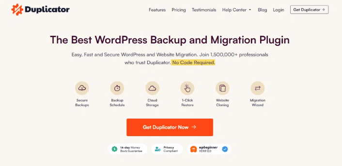 Duplicator WordPress البرنامج المساعد للنسخ الاحتياطي