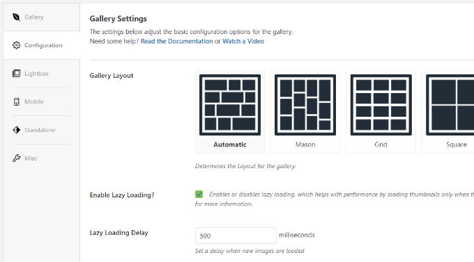 Set up config settings