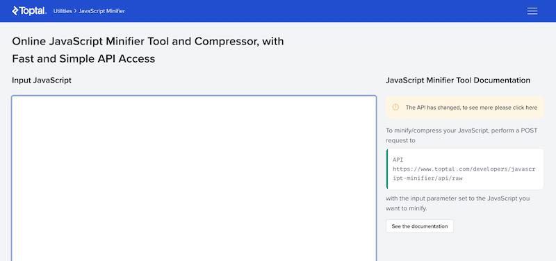 JS online minificado - Fonte: Toptal