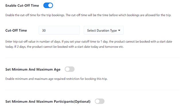 Enable cut time for trip