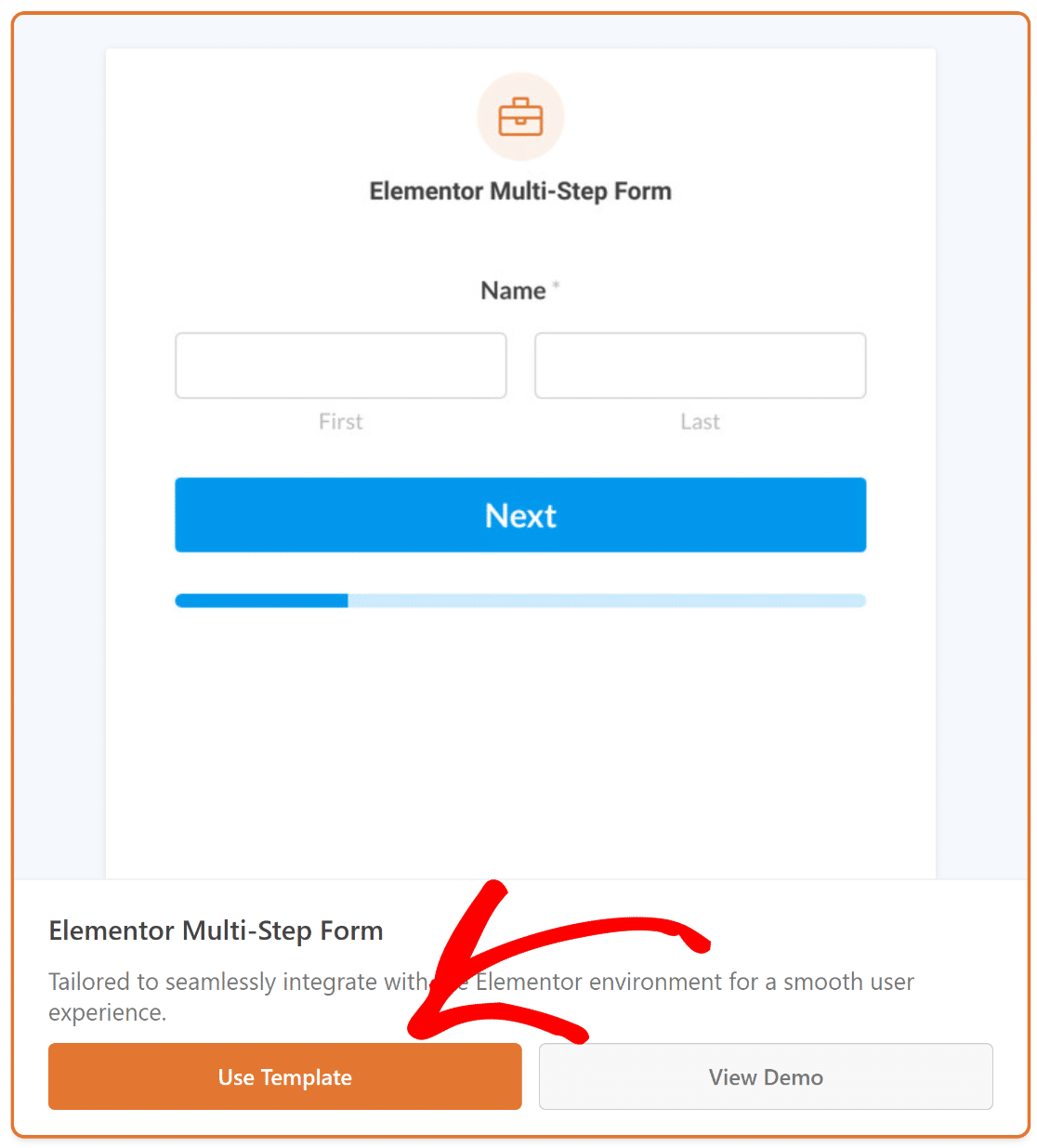 use elementor multi step form template