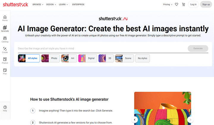 Shutterstock is one of the AI Tools to Generate Images.