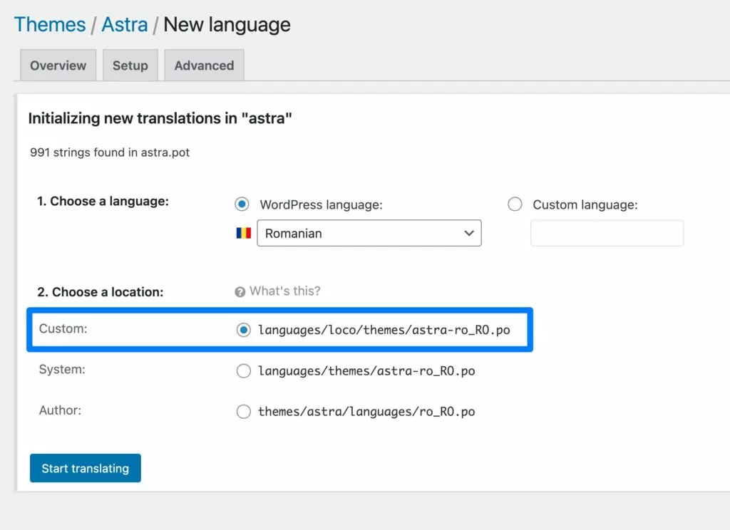 Bagaimana memilih lokasi file khusus untuk menghindari masalah dengan Loco Translate yang tidak berfungsi