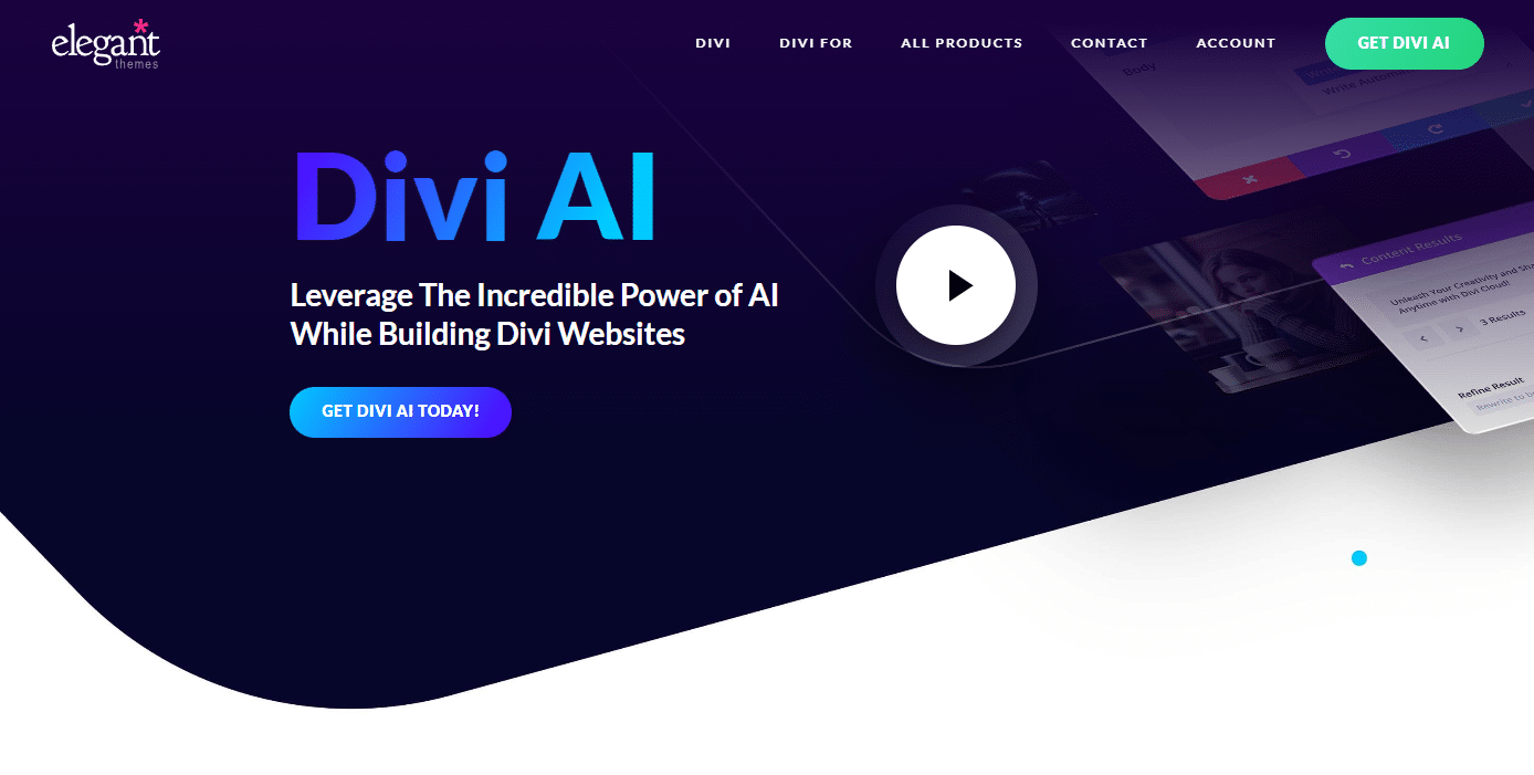 Beranda Divi AI – Sumber: Divi AI