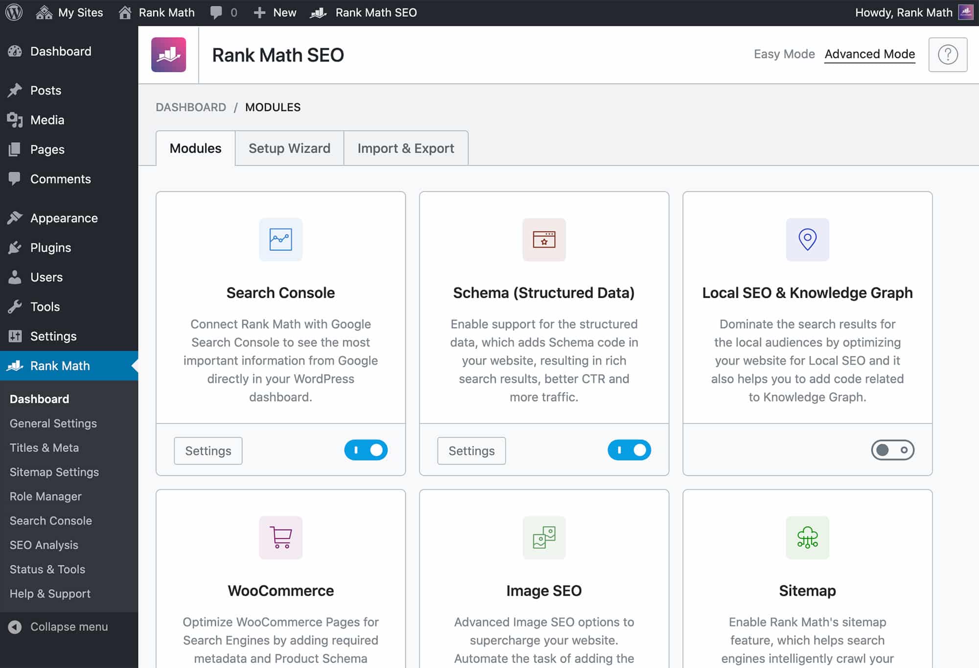 Halaman Modul Rank Math – Sumber: Rank Math