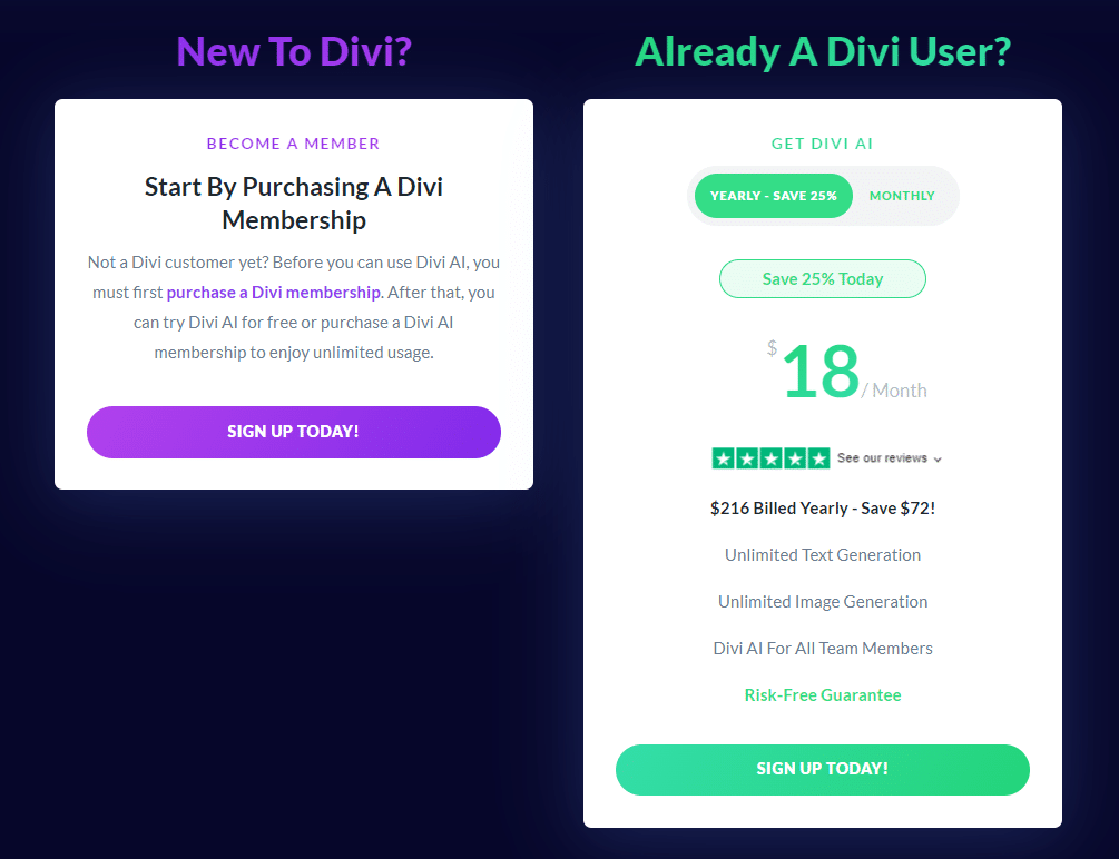 Harga Divi AI – Sumber: Divi AI