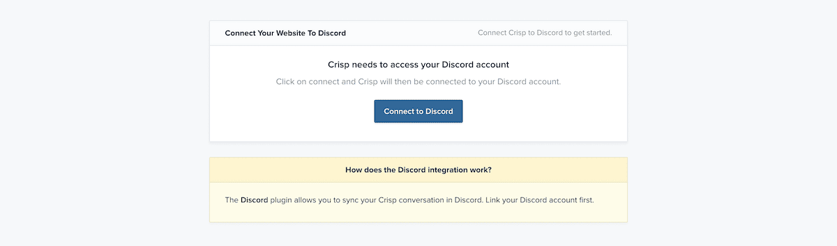 從 Crisp 連接到 Discord 的對話框畫面。