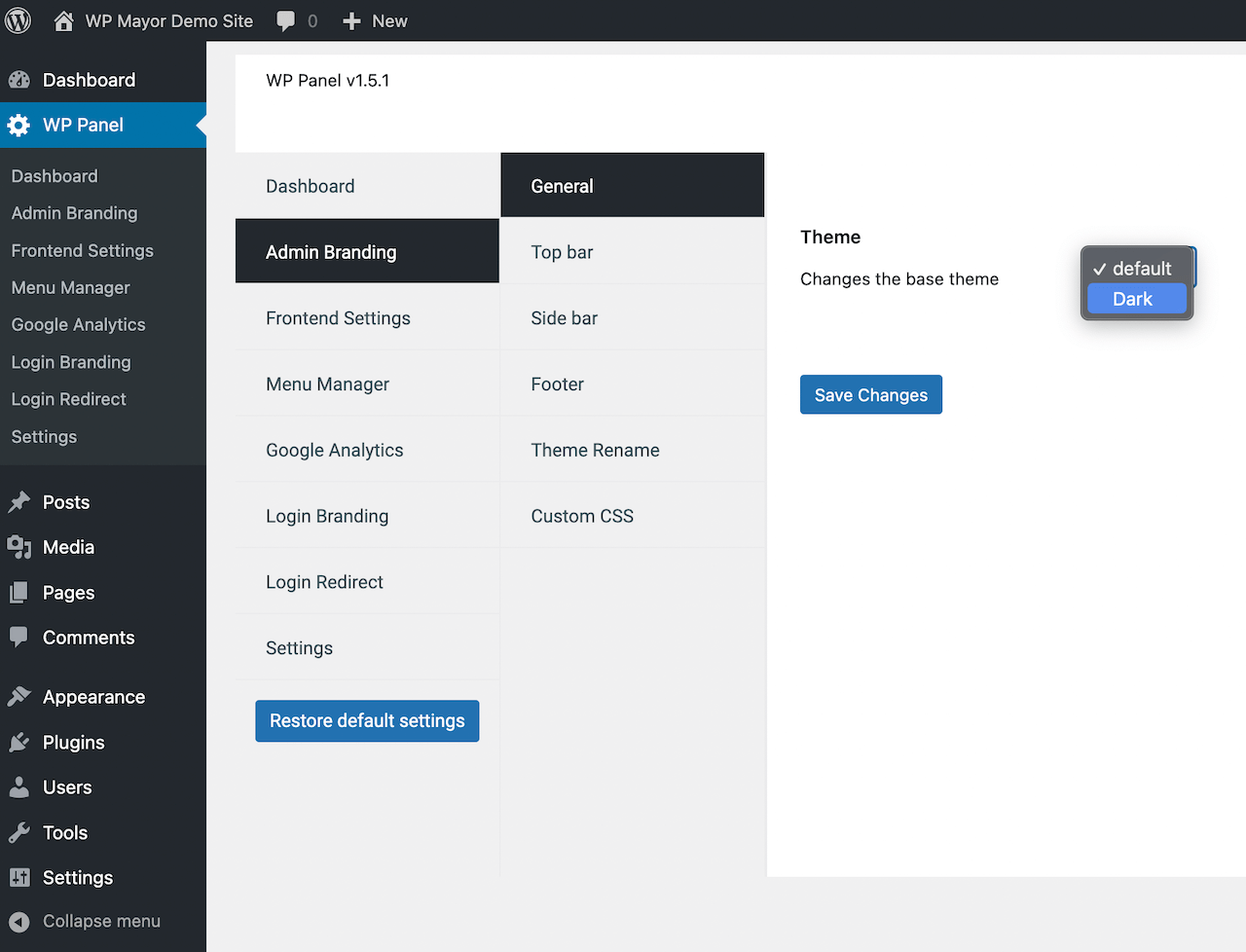 Pencitraan Admin Panel WP