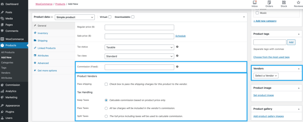 This image shows how to add products on WC Product Vendor powered marketplace