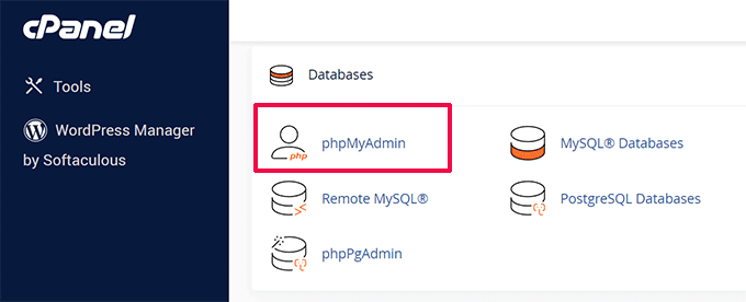 Launch phpMyAdmin