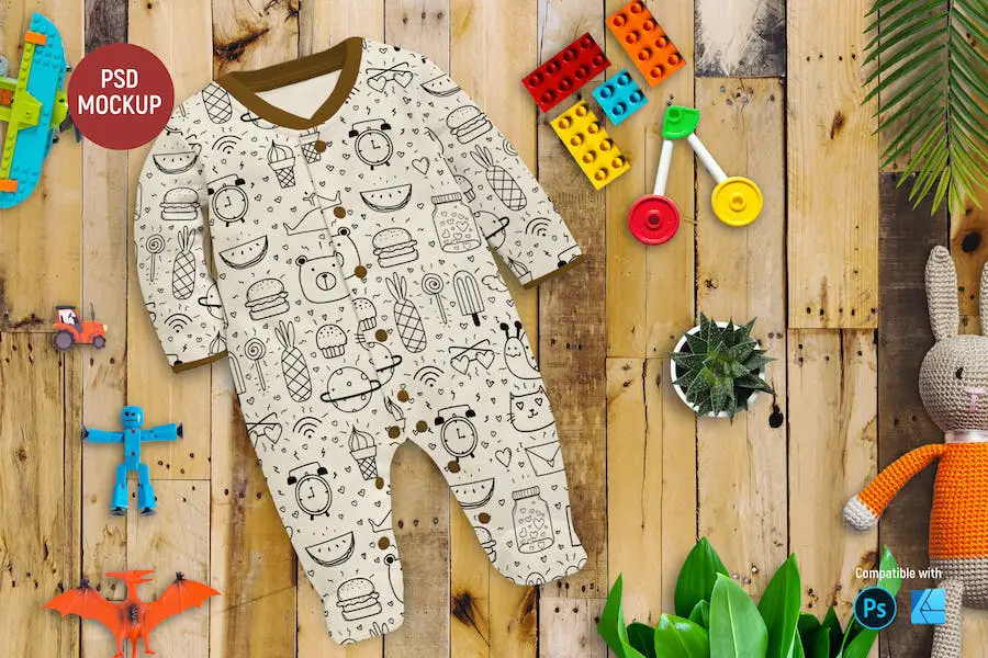 Mockup Pakaian Bayi Lengan Panjang -