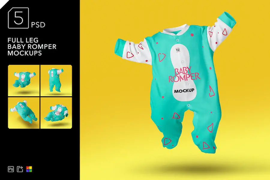 Mockup Baju Monyet Bayi Kaki Penuh -