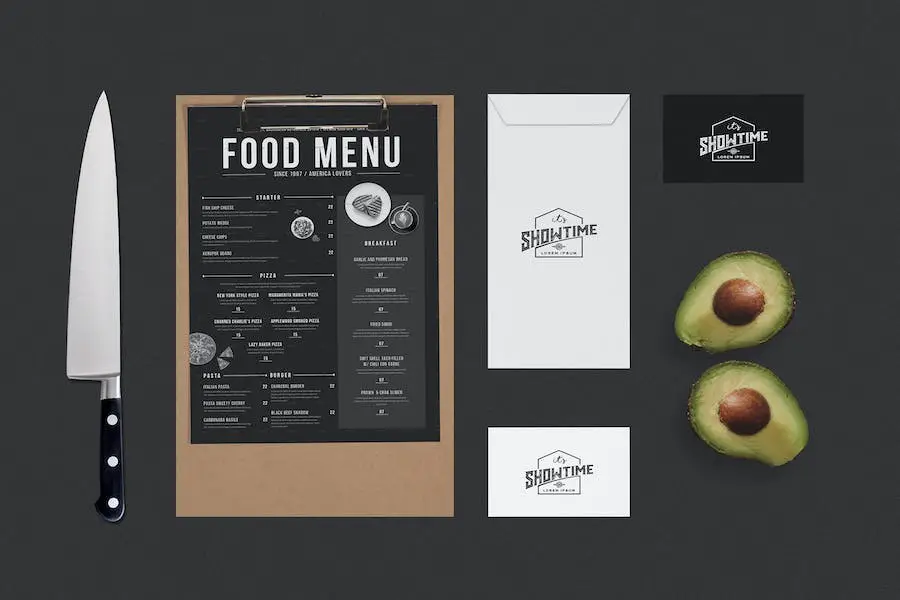 Mock Up Menu Makanan Identitas -