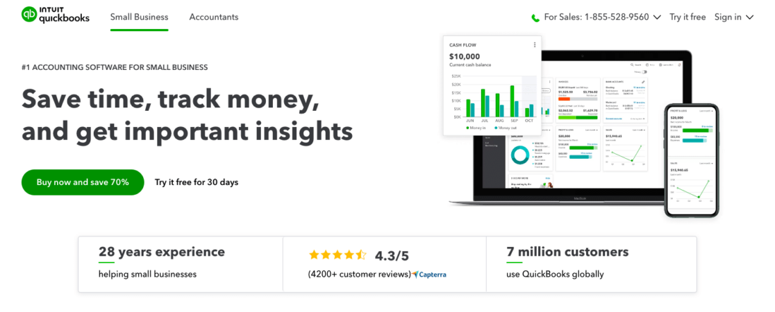 QuickBooks homepage