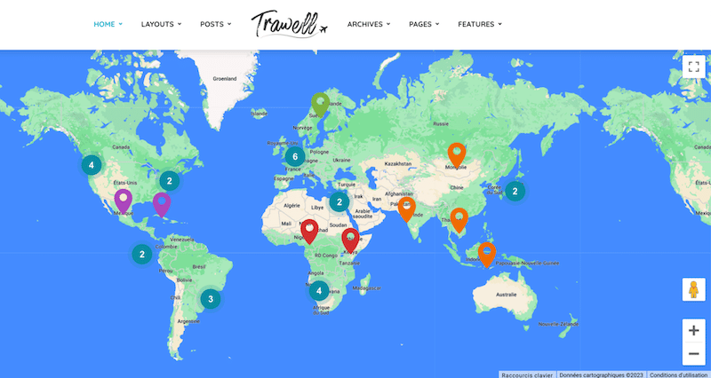 マップ統合の例 - 出典: Trawell