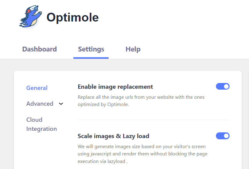 モバイル画像の最適化: Optimole で遅延読み込みと画像スケーリングを有効にします。