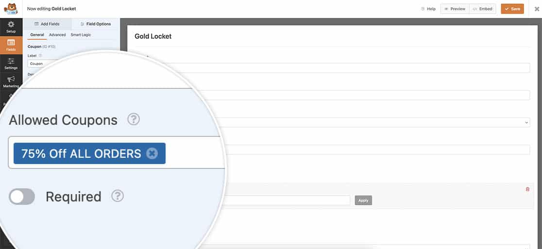 Adding coupons to a form in WPForms