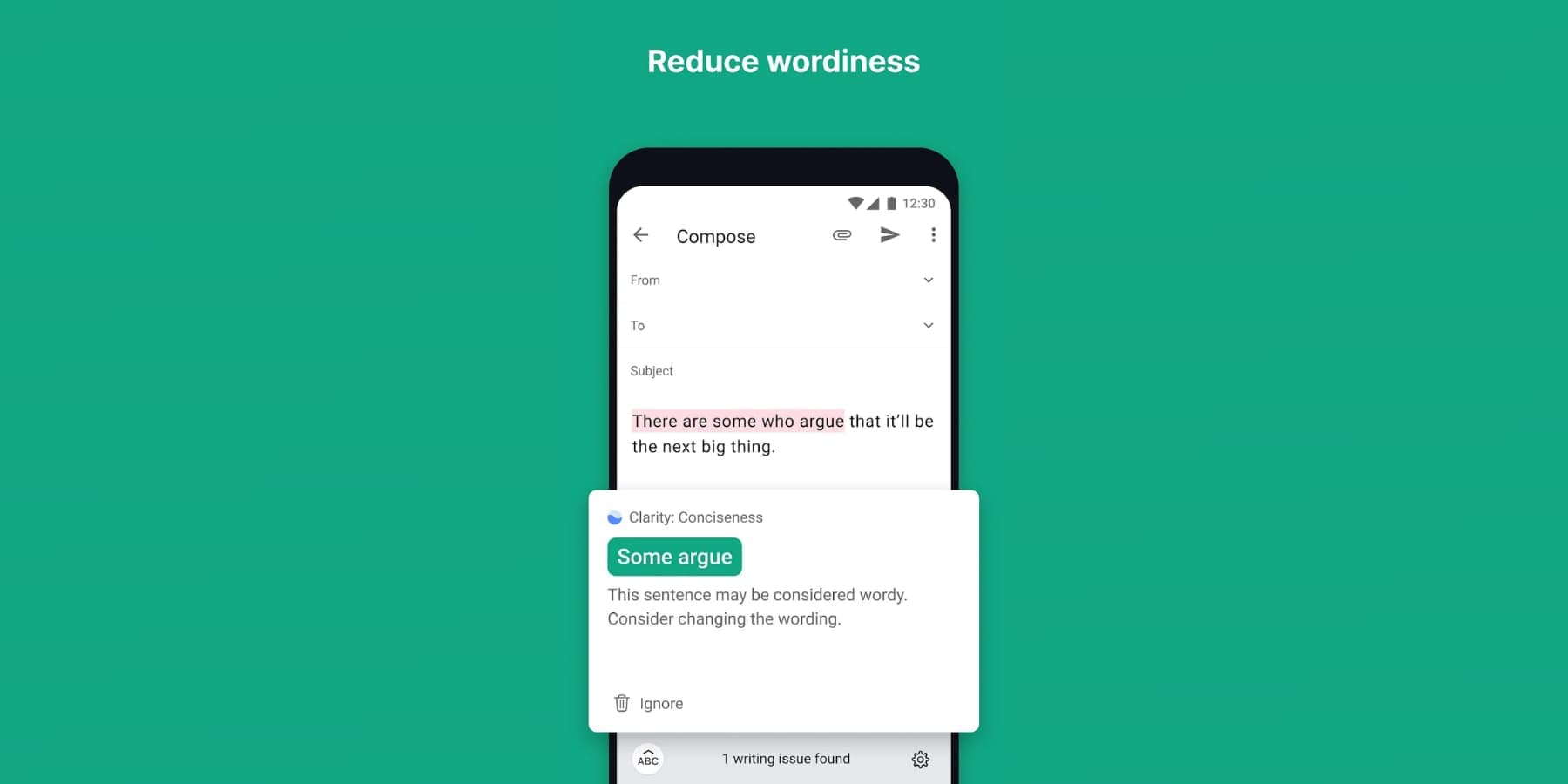 来自 Google Play 商店的 Grammarly 功能的屏幕截图