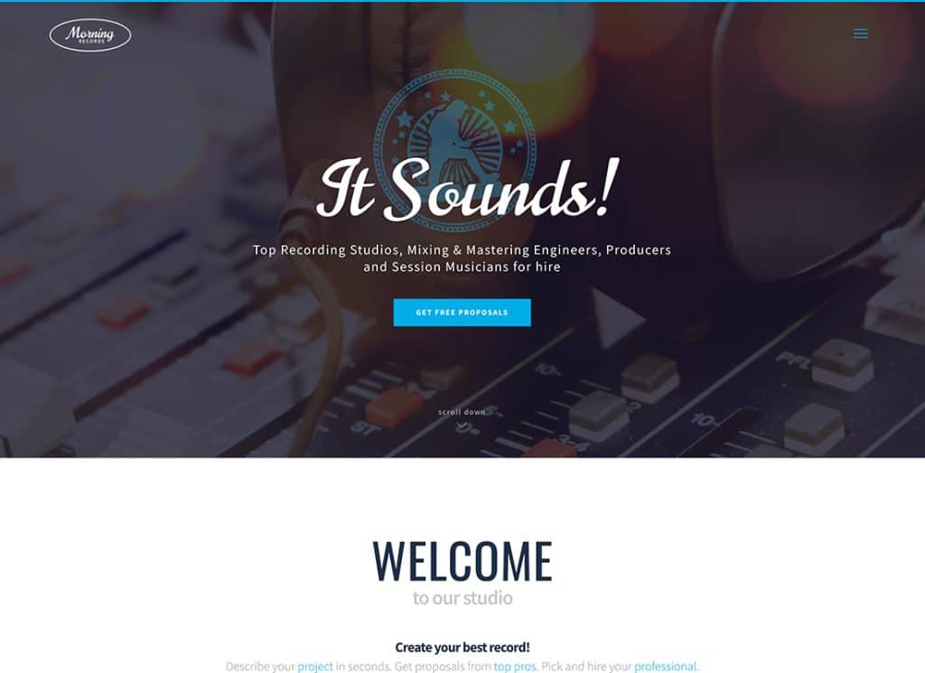 Morning Records - ธีม WordPress สตูดิโออิเล็กทรอนิกส์เสียงที่มีสไตล์