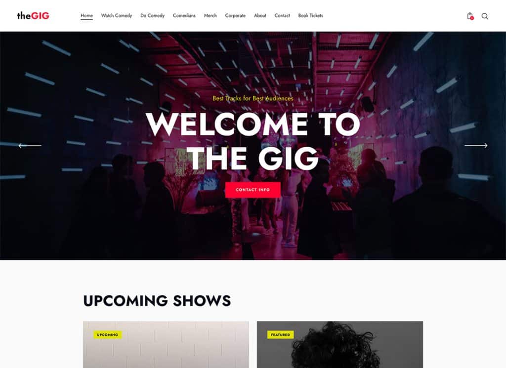 The Gig - ธีม WordPress ของคลับและบาร์กลางคืน