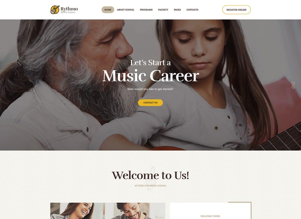 Rythmo - ธีม WordPress ของโรงเรียนศิลปะและดนตรี