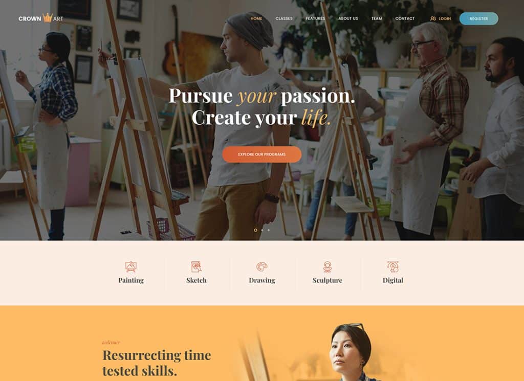 Crown Art - 绘画和音乐学校 WordPress 主题
