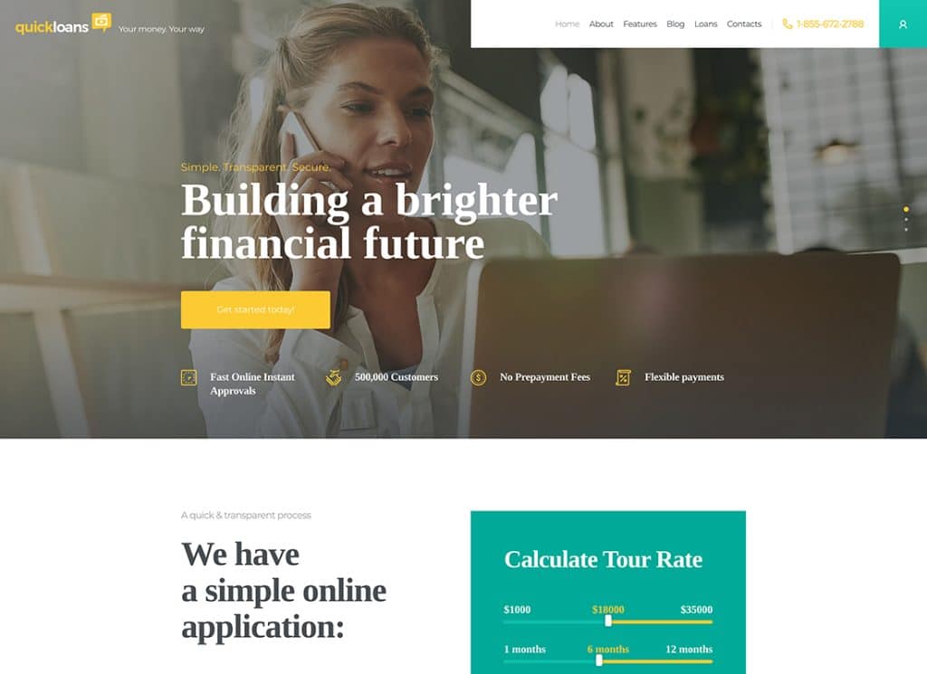 QuickLoans - 贷款公司和银行业务 WordPress 主题