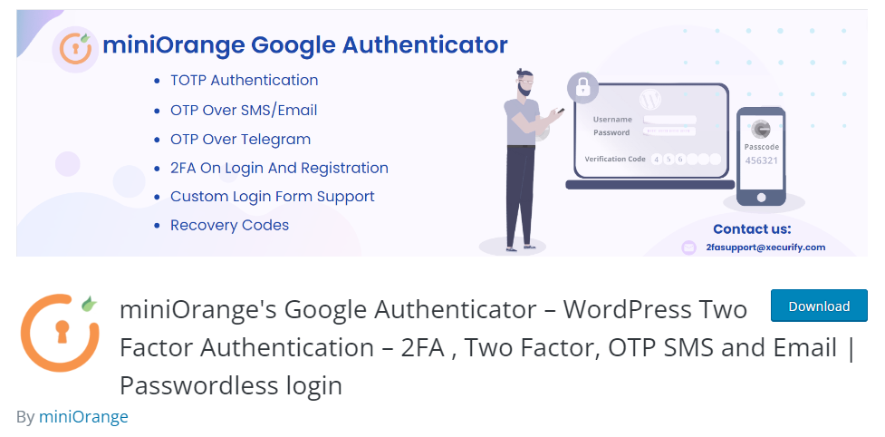 MiniOrange Google Authenticator - WordPress 雙重認證插件