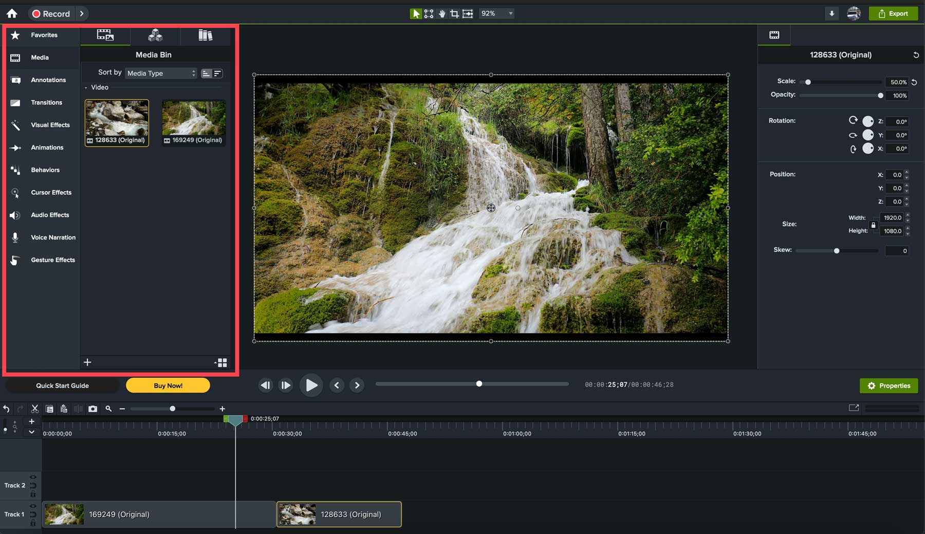 Camtasia ツールバー