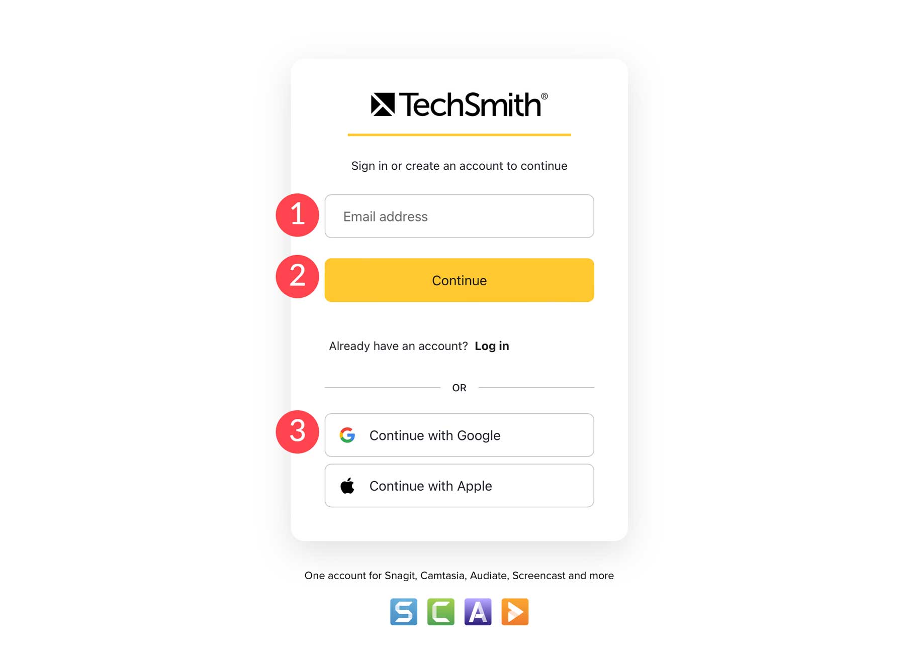 TechSmith アカウントを作成する