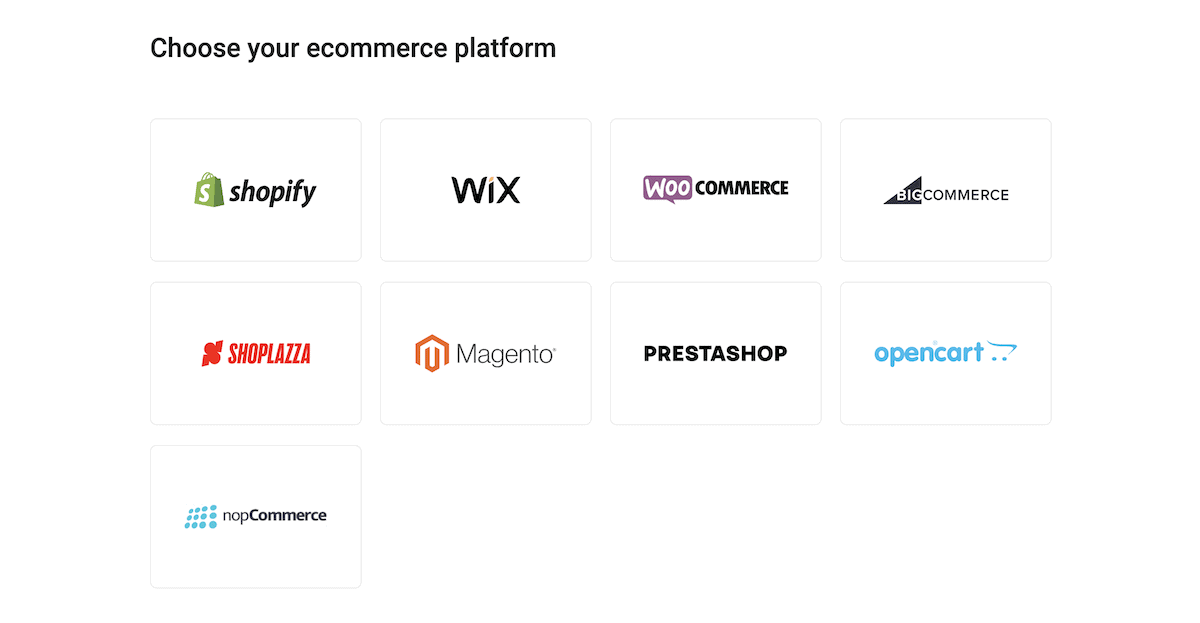 Memilih platform e-niaga untuk dihubungkan di Omnisend.