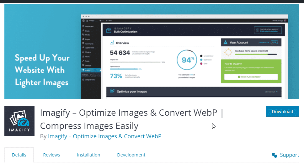 Imagify: ottimizza immagini e converti plug-in WebP