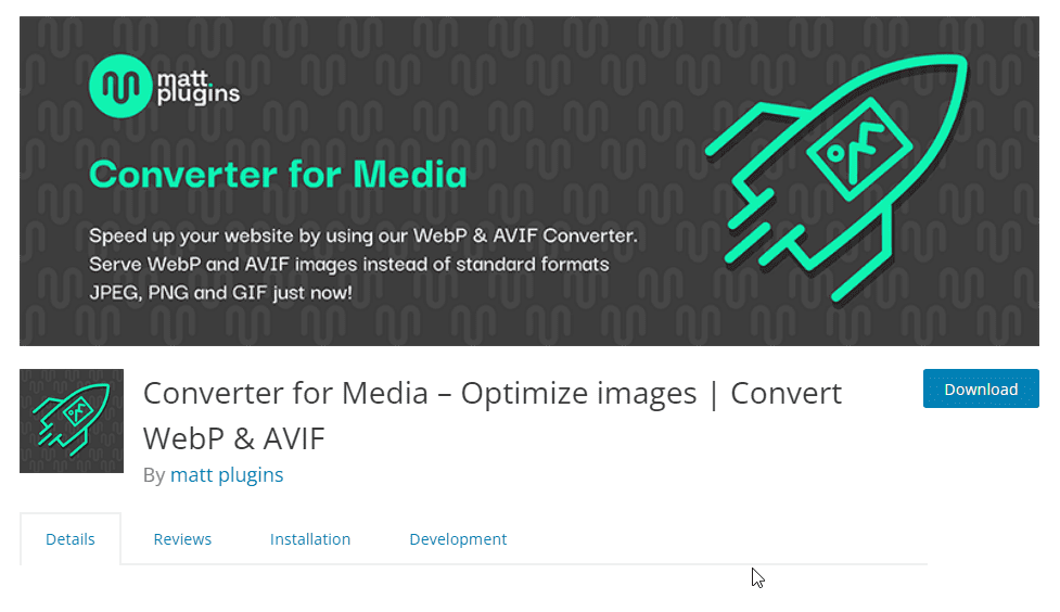 Plug-in Convertitore per contenuti multimediali - WordPress WebP