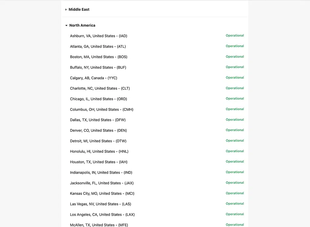 Cloudflare services status on the Global Network