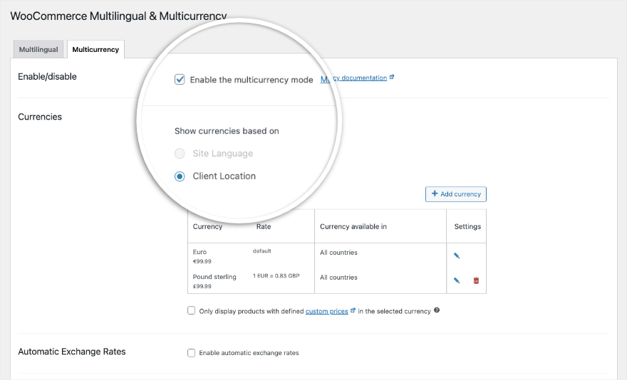 Plug-in WPML multimoedas